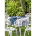 thumbnail image 3 of Outdoor Tablecloth with Umbrella Hole for Patio/Picnic/Party/Camping, Purple Blue Compass Waterproof Table Cloth Round Cover Washable, Vintage Nautical Summer Ocean Shell (Dia 54"), 3 of 8