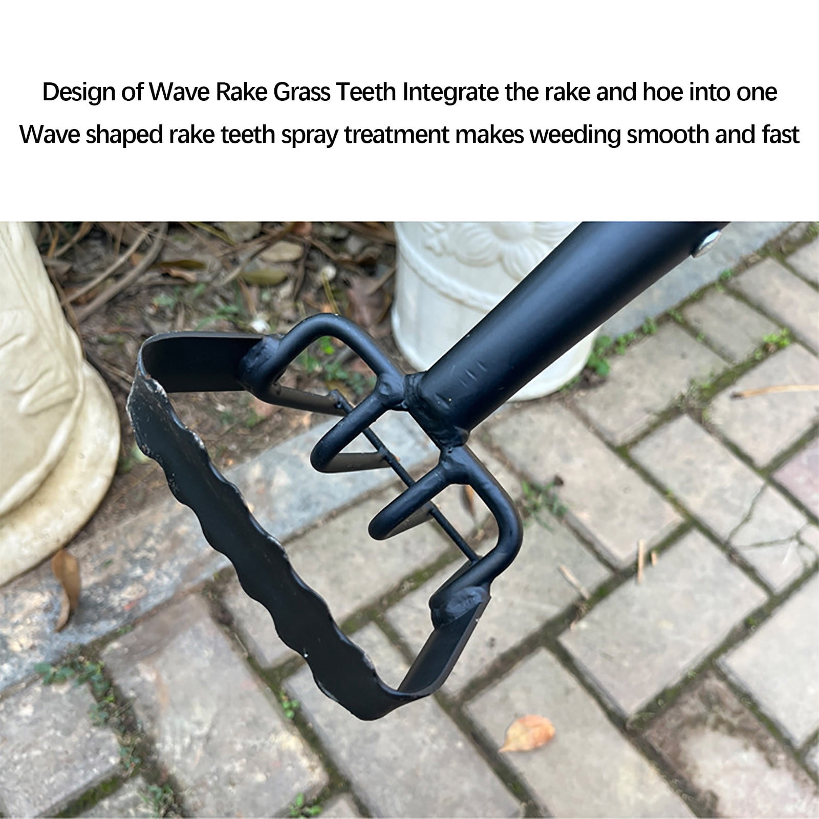 Small Garden Hand Rake with Ergonomic Wood Handle, Heavy Duty High Carbon Steel Cultivator Tool for Weeding, Loosening Soil and Transplanting in Home Yard and Flower Beds