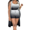 thumbnail image 4 of Women Ribbed 3 Piece Outfits Camisole Sleeveless Open Front Cardigan Tights Short Pants Matching Sets Tracksuit Clubwear, 4 of 6