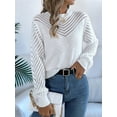 thumbnail image 4 of Women'S Crochet Sweaters Crew Neck Long Sleeve Cute Hollow Out Cotton Pullover Knit Tops White S, 4 of 8