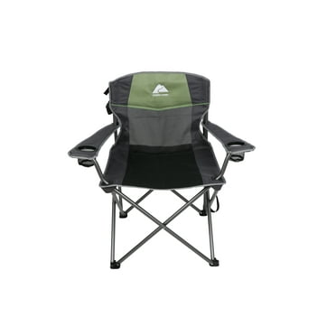 Ozark Trail Oversized Big and Tall Camp Chair with Cup Holders, Green, Adult,