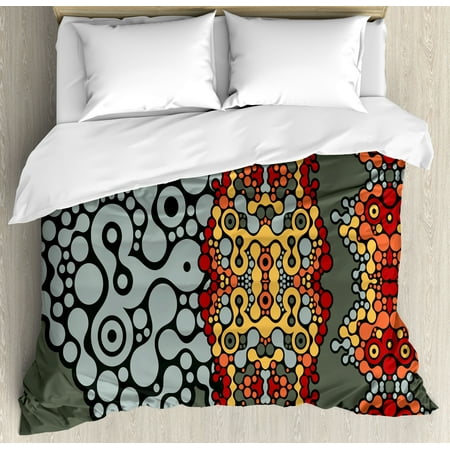 Modern Decor King Size Duvet Cover Set Blue Grey Design Geometric Modern Decor King Size Duvet Cover Set Blue Grey Design Geometric Circles Rounds In Borders
