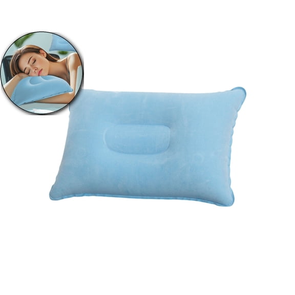 VQPeo Inflatable Plush Camping Pillow, Portable Travel Neck Support Cushion, Multifunctional Outdoor Napping Pad for Backpacking Adventures