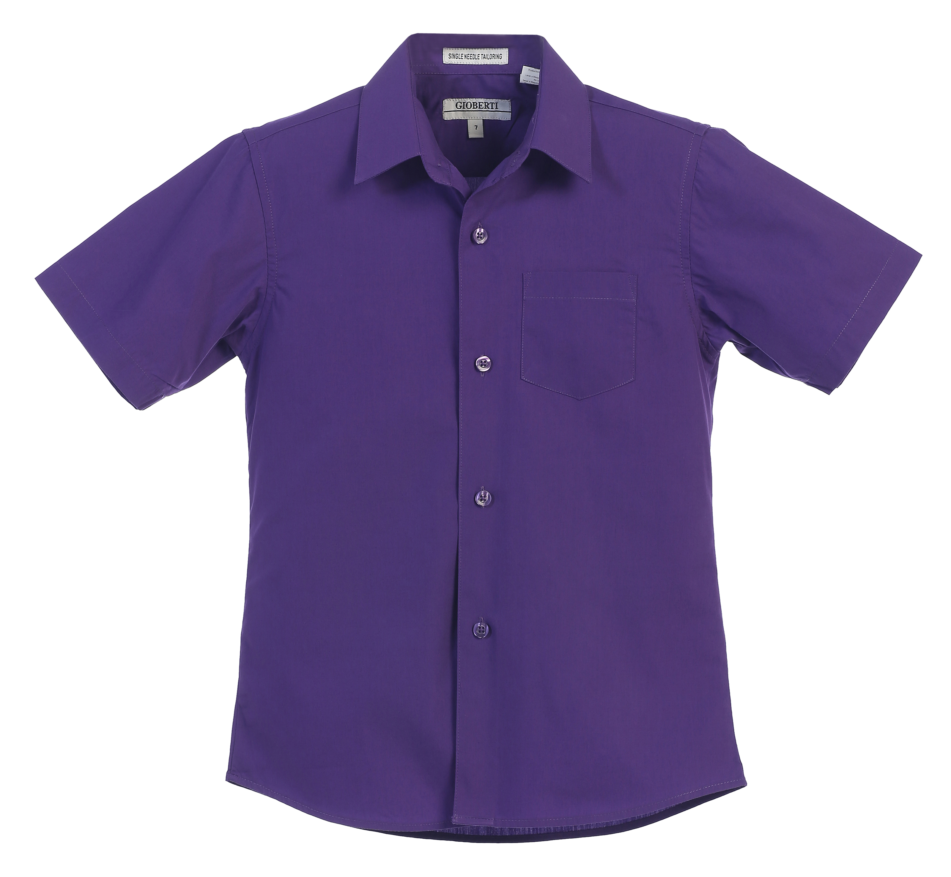 Gioberti - Boy's Short Sleeve Solid Dress Shirt, Purple B, 12 - Walmart ...