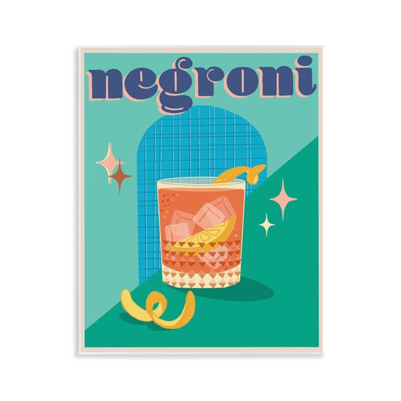 Stupell Industries Mid-Century Classic Retro Negroni Wall Plaque Art, 11 x 14, by Jo Reid