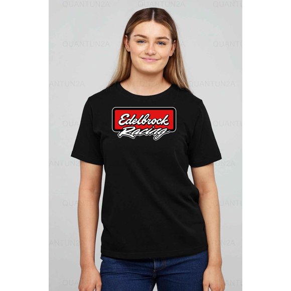 Quantun25 Edelbrock Racing Performance Automotive Parts Brand Logo T Shirt, for unisex up to 5XL.