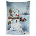 thumbnail image 3 of Ambesonne Snowman Tablecloth Rectangular Table Cover, Watercolor Xmas Winter, 52"x70", Multicolor, 3 of 4