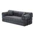 thumbnail image 3 of Leumius 79" Convertible Futon Sofa Bed, Boneless Couch for Living Room, Corduroy Folding Mattress Couch with Fixed-Shape Frame, Floor Sofa Lounge Couch with 2 Pillows, No Assembly,Speckled Black, 3 of 8