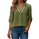 thumbnail image 2 of Camisetas de Cuello en V de Manga Larga para Mujeres Blusas Casuales Vestidas con Cuello de Encaje Hueco, 2 of 9