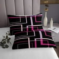 thumbnail image 3 of YST Abstract Geometry Queen Coverlet Set Rectangle Square Bedding Set, Black and Pink Bedspread Set Modern Minimalism Quilt Set, Aesthetic Bed Quilt Girls Room Decorations, 3 of 5