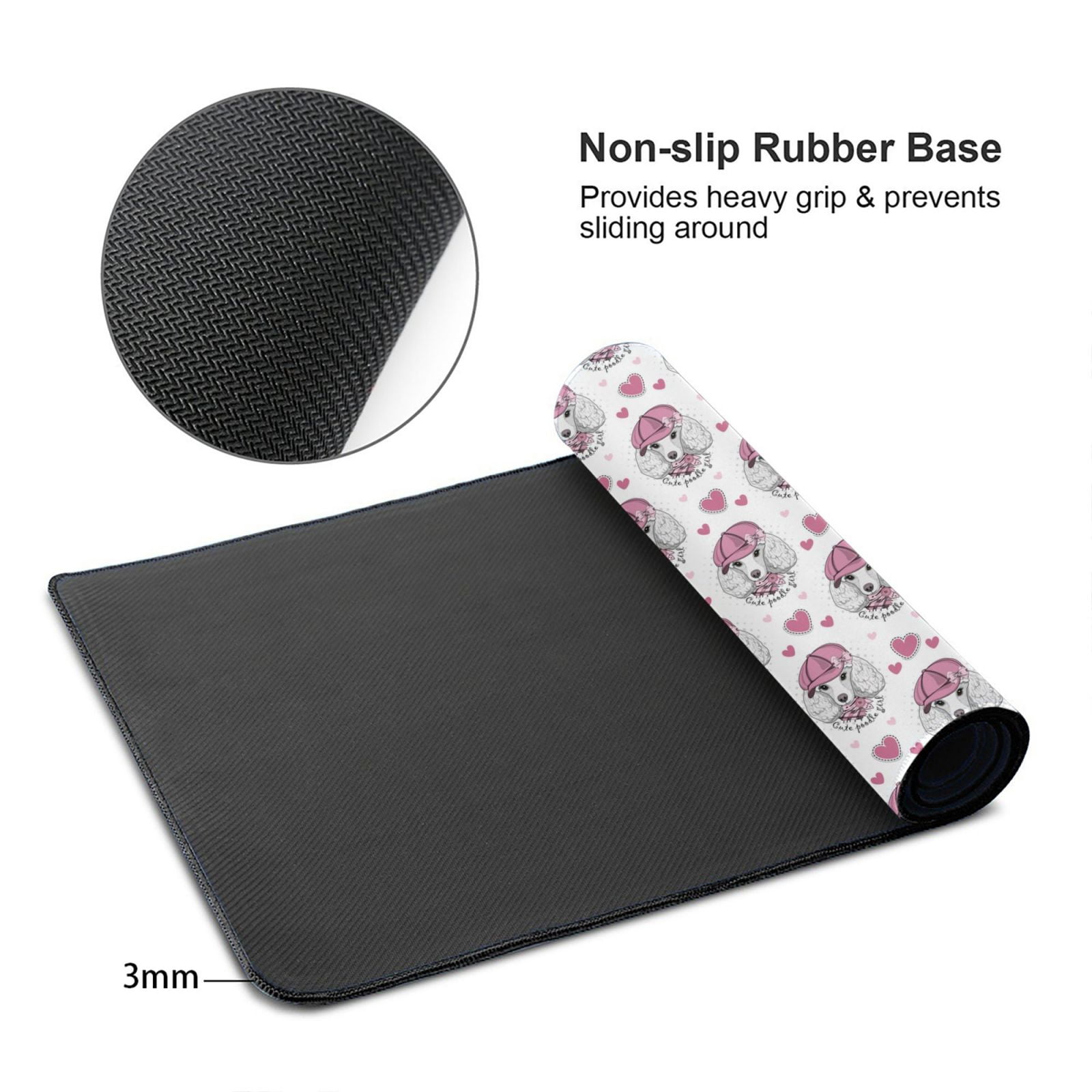 Kdxio Cute Poodle Dog Print Large Gaming Mouse Pad,Non-Slip Base,Water Resist Keyboard Pad for Gamer,Office & Home,29.5 x 15.8 in