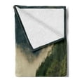 thumbnail image 2 of Lake Soft Flannel Fleece Throw Blanket, Mountain Reflection Natural Life Lovers Foggy Scene Panoramic Spring Themed Picture, Cozy Plush for Indoor and Outdoor Use, 50" x 60", Green Blue, by Ambesonne, 2 of 5