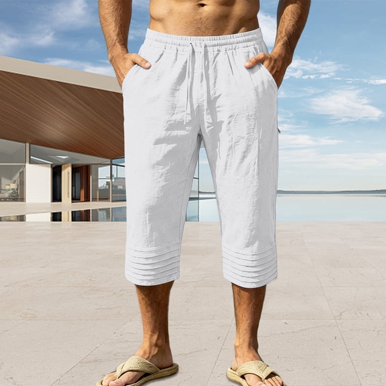 Tfken Men Comfortable Shorts Elastic Waist Stretchy Lightweight