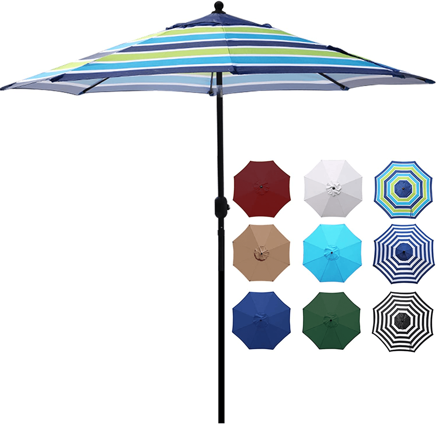 Blissun 9' Outdoor Market Patio Umbrella with Push Button Tilt and Crank 8 Ribs 