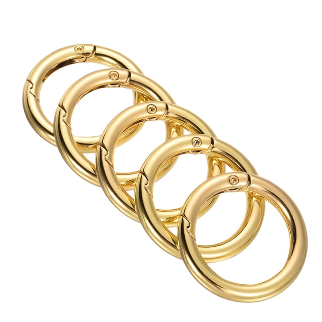Unique Bargains 35x25x5mm Rond en Alliage de Zinc Ressort Porte O Boucle Clip Anneau, Or 5 Pack