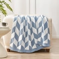 thumbnail image 5 of Chevron Blue Twin (60"x80") Knit Throw Blanket, 5 of 6