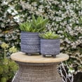 thumbnail image 5 of Modern Footed Planters for Home Decor - Flower Pots for Indoor and Outdoor Plants - Decorative Plant Pots for Living Room, Patio Accent, or Plant Stand Indoor - Set of 2, 8", 6", Black & White, 5 of 8