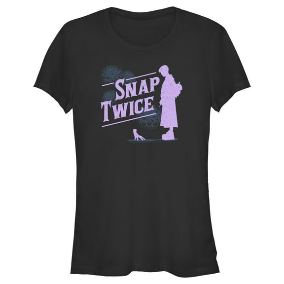 Junior's Wednesday Thing Snap Twice  Graphic Tee Black 2X Large