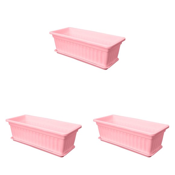 17 Inch Window Box Planter with Drainage Holes & Tray – Plastic Flower & Vegetable Planter for Indoor/Outdoor Use – Perfect for Windowsill, Patio, Balcony, Porch & Garden (Great Gift Idea)