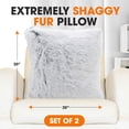 thumbnail image 3 of Cheer Collection Set of 2 Shaggy Long Hair Throw Pillows Blue 18x18, 3 of 5