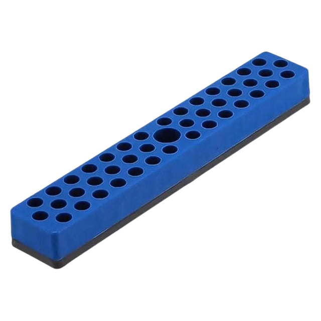 Soporte para puntas hexagonales de 1/4" (7 x 1,2 pulgadas) para taladros y fresadoras. Accesorio robusto y versátil con base de 43 ranuras. Azul