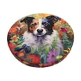thumbnail image 2 of Round Bar Stool Seat Covers, Colorful Flower Dog Elastic Round Chair Cover Stool Seat Slipcover Bar Stool Cushions Round Pad for 12-14 inch, 2 of 7