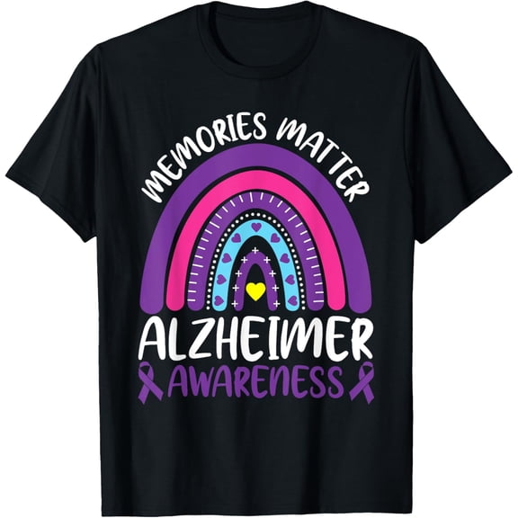 End Alz Memories Matter Alzheimer Awareness T-ShirtMen and women, Black T-shirt, size: Extra large