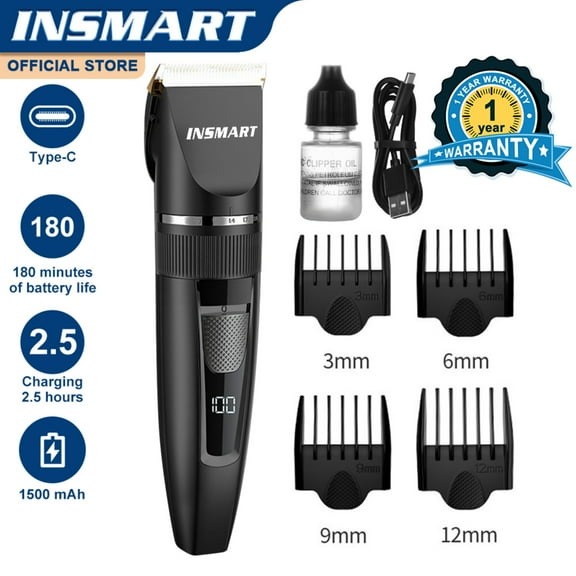 INSMART Hair Clippers,Cordless Beard Trimmer for Men,LCD Display Hair Clippers and Trimmer Sets,Haircut Beauty Kit for Men（Ceramic blades）