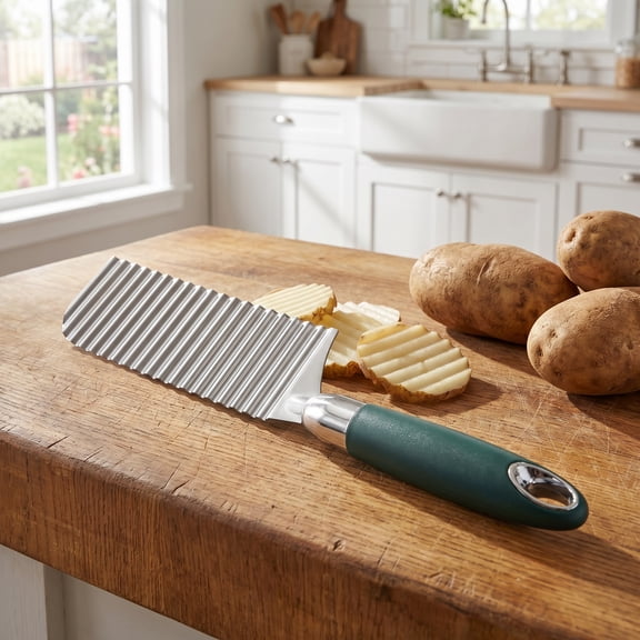 GAXIRE 430 Stainless Steel Plated Crinkle Cutter Deep Wave Potato Vegetable Slicer