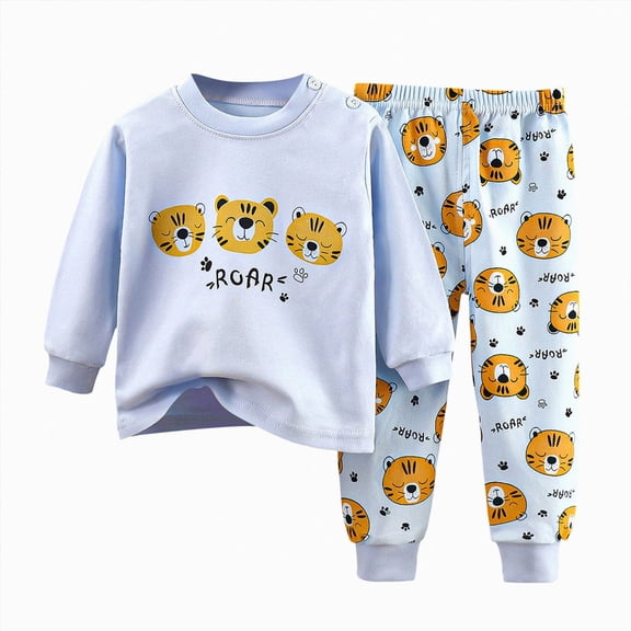3-4 Years Child Baby Girl Outfits Toddler Long Sleeves Print Pullover Two Piece Set with Long Pants Fall Winter Casual Clothing Girls Blue Tracksuit