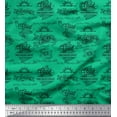thumbnail image 1 of Soimoi Green Georgette Viscose Fabric Sun & Text Printed Fabric 1 Yard 42 Inch Wide, 1 of 3