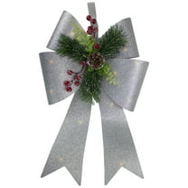 Northlight 19" LED Lighted Sliver Tinsel Bow Christmas Decoration