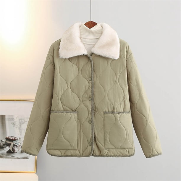 Parkas de manga larga para mujer, chaqueta informal de manga larga de colores, sin capucha y con solapa, chaqueta de algodón para mujer
