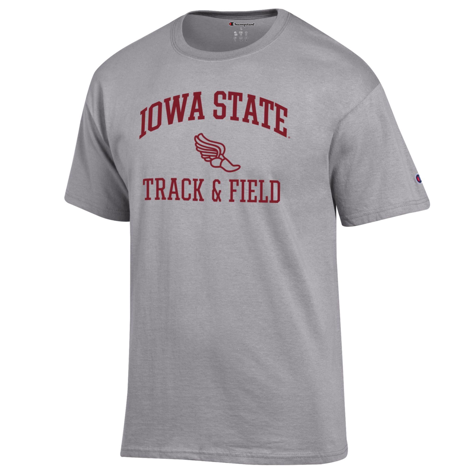 Men's Champion  Gray Iowa State Cyclones Track & Field Icon T-Shirt
