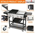 thumbnail image 5 of 4 Burner Propane Gas Grill and Griddle Combo with Foldable Side Table, 470 sq in Cast Iron Grate & 248 sq in Flat Top, 38,200 BTU Outdoor BBQ Grill for Outdoor, BBQ, Camping, 5 of 8