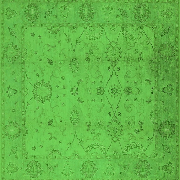 Ahgly Company Indoor Square Oriental Green Traditional Area Rugs, 6' Square