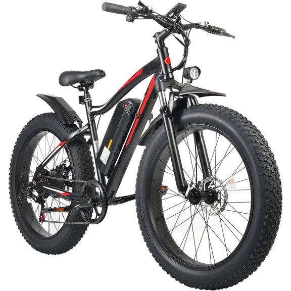 Wheelspeed Vélo Électrique pour Adultes 26 Pouces X 4.0 Pouces, Moteur 500W Batterie Amovible 48V 696Wh Autonomie Max 85km Vitesse 32km/h Vélo Électrique à Gros Pneus, Shimano 7 Vitesses Neige Plage Vélo Électrique