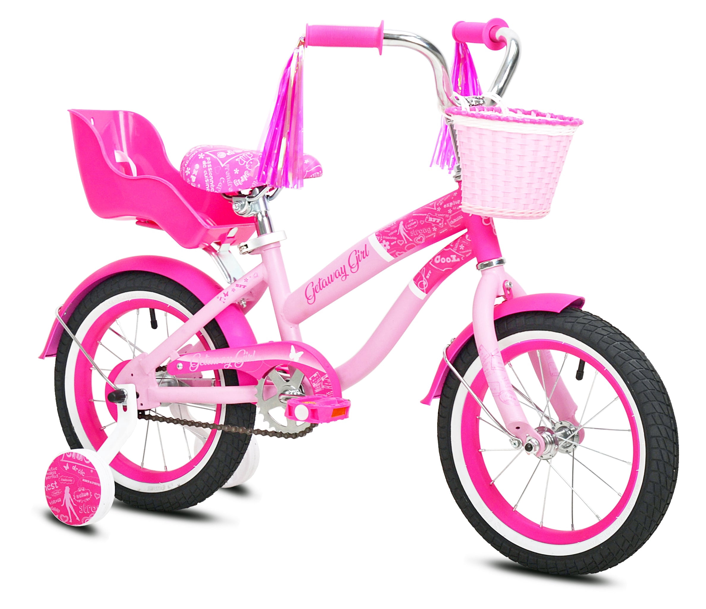 14" Getaway Girl, Girls Training Wheel Bicycle, Pink