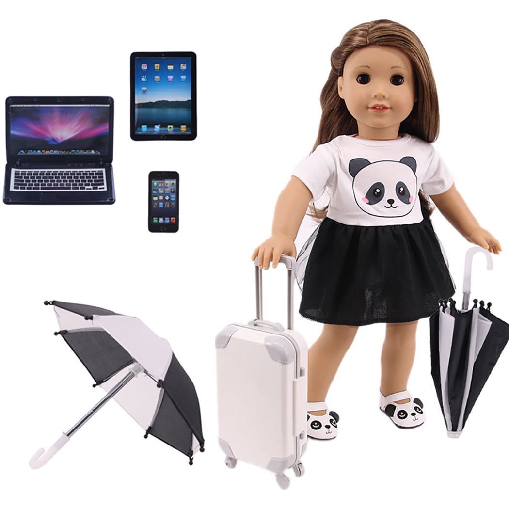Details about   Girls 18" Doll Suitcase Luggage Travel Set Panda Accessories Clothes Tech Toys 