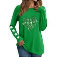 thumbnail image 2 of Uootdi St. Patrick's Day Sweatshirt for Women Irish Shamrock Round Neck Pullover Long Sleeve Shirts Leaf Clover Raglan Tops Gift, 2 of 6