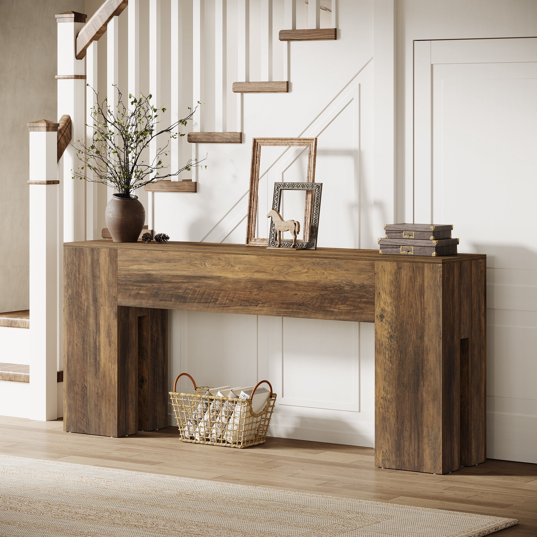 Tribesigns 71-inch Long Console Table for Entryway, Farmhouse Sofa Console Behind Couch, Rustic Brown