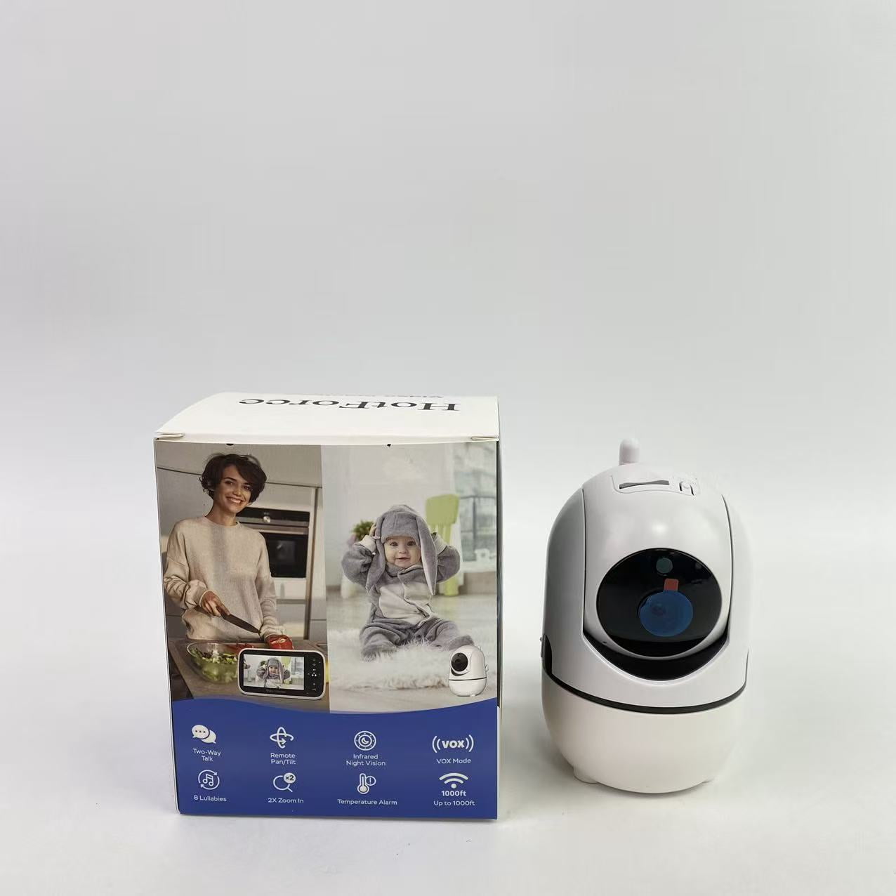 HotForce Video monitors - No WiFi, Remote Pan-Tilt-Zoom, Night Vision, Temperature Sensor, 2-Way Talk, 8 Lullabies, 30-Hour Battery Life，960ft Long Range