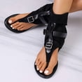 thumbnail image 5 of Sandalias De Mujer Project Cloud Sandals for Women Women's Fashionable Casual Comfortable Plus Size Sandals Solid Color Round Toe Open Toe Back Zipper Flat Sandals Black 36, 5 of 9