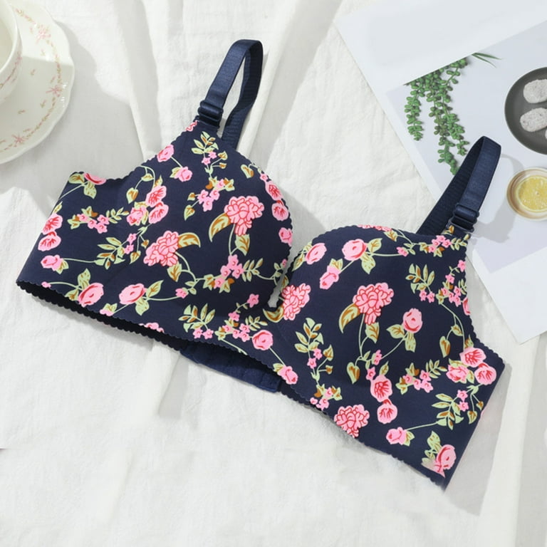 fanshao Brassiere Floral Print Seamless Women Padded Gathering Bra for  Daily Wear 