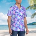 thumbnail image 5 of Balery Blue Skull Daisy Print Men's Hawaiian Shirts Short Sleeve Beach Shirt Relaxed Fit Vacation Button Down Shirts-Large, 5 of 9