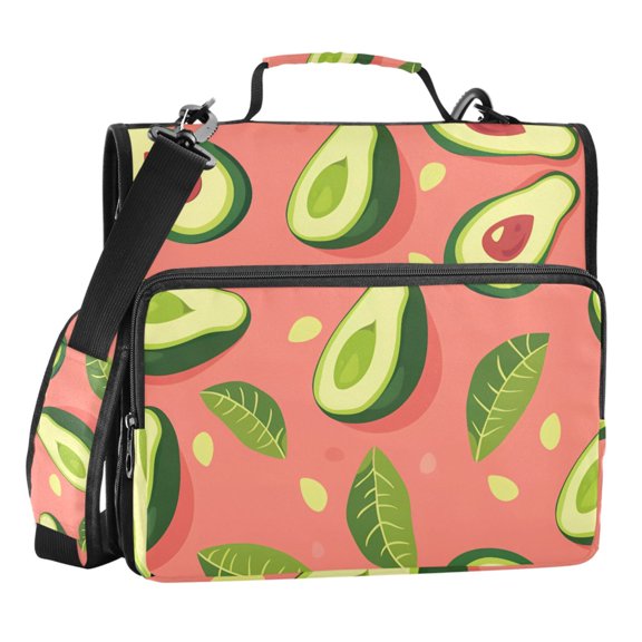 ALAZA Zipper Binder Avocado on Pink 3 Ring Trapper Keeper File Folder Organizer Bag