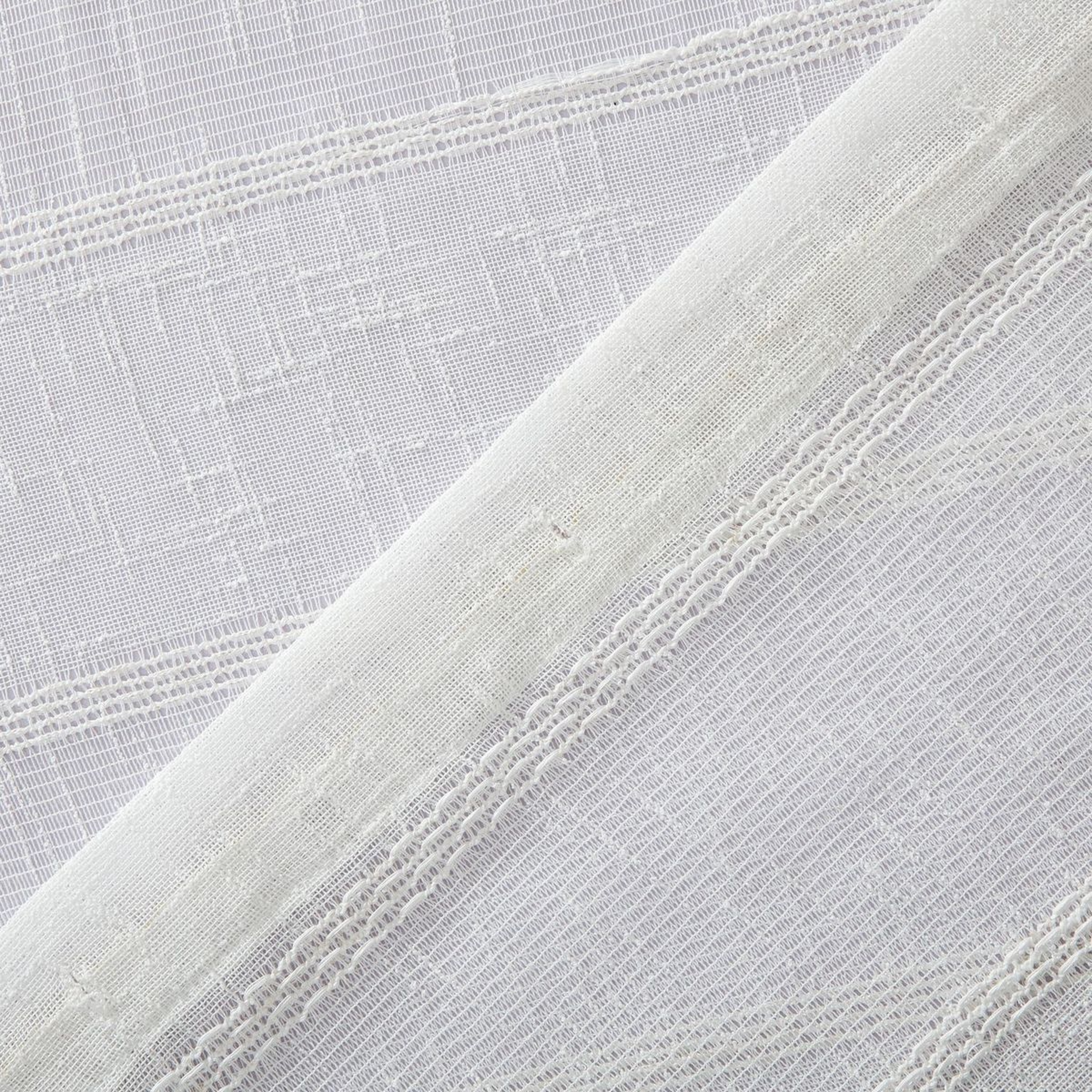 Dainty Home Megan 3D Linen Textured Linen Look Chenille Striped Designed Fabric Shower Curtain 70W x 72L in White
