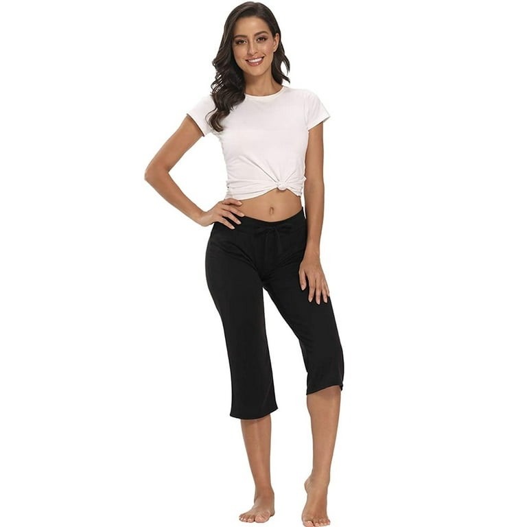 HDE Women’s Capri Pajama Pants Sleepwear Sleep Pants 2X Plus Size Black