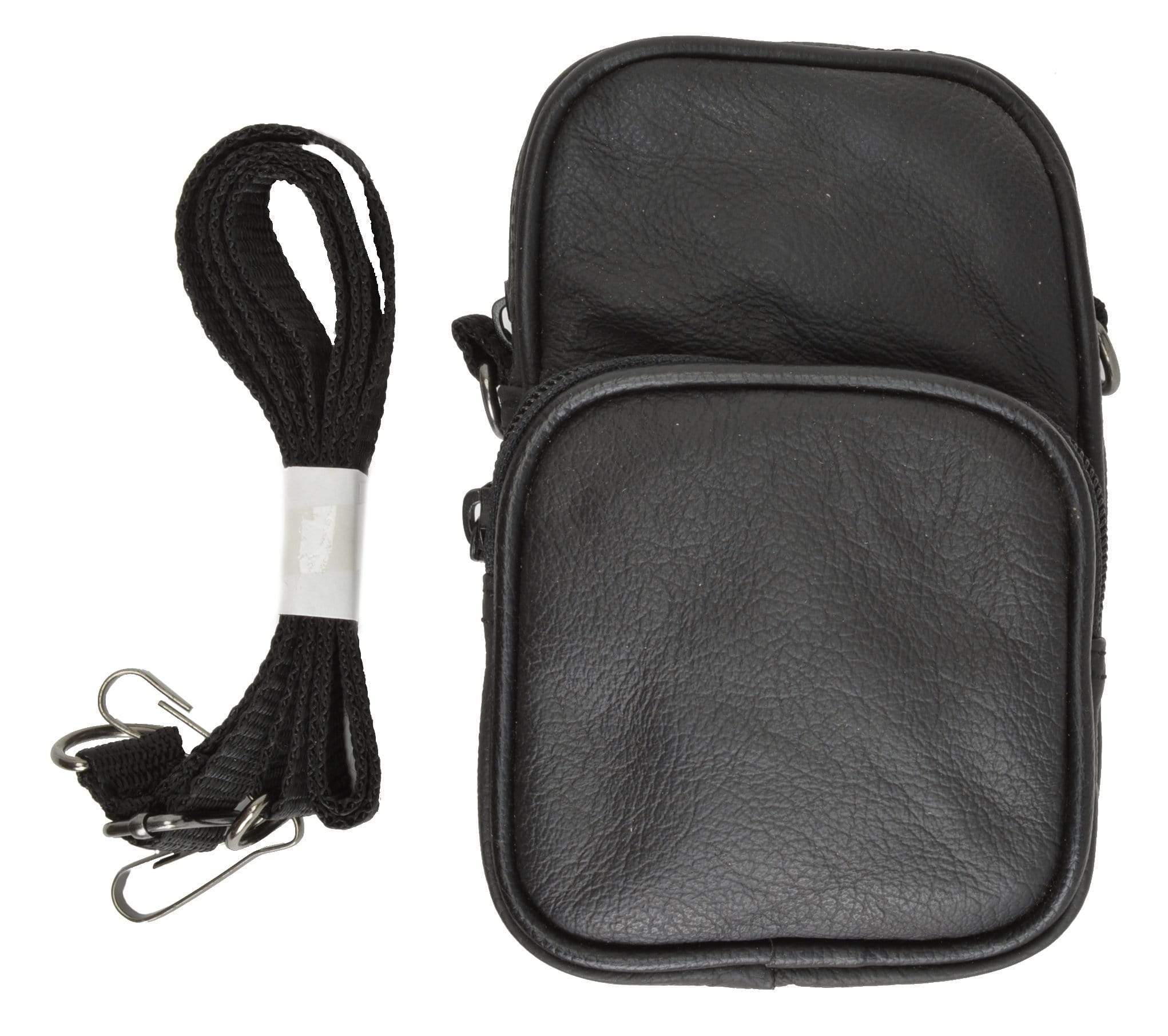 100 Leather Camera Pouch with Strap with Extra Zipper Compartment