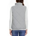 thumbnail image 5 of Women's Vests Outerwear Stand Collar Zip Solid Color Zipper Sleeveless Lightweight Padded Gilet with Pockets Gray M, 5 of 8